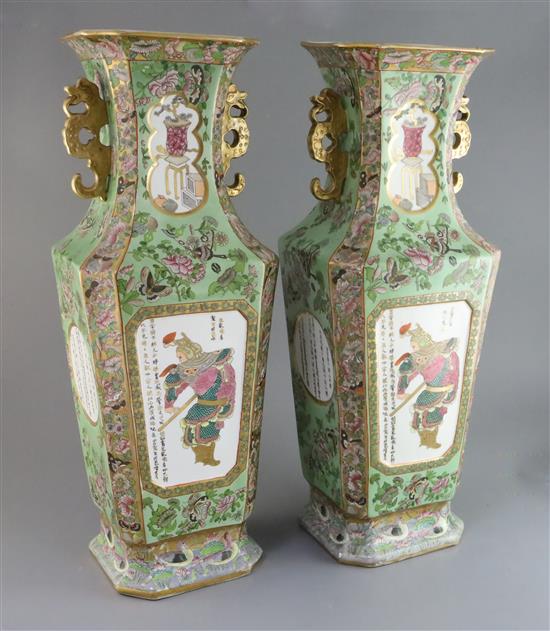 A pair of large Masons Ironstone square baluster vases, c.1840-51, H. 55.5cm
